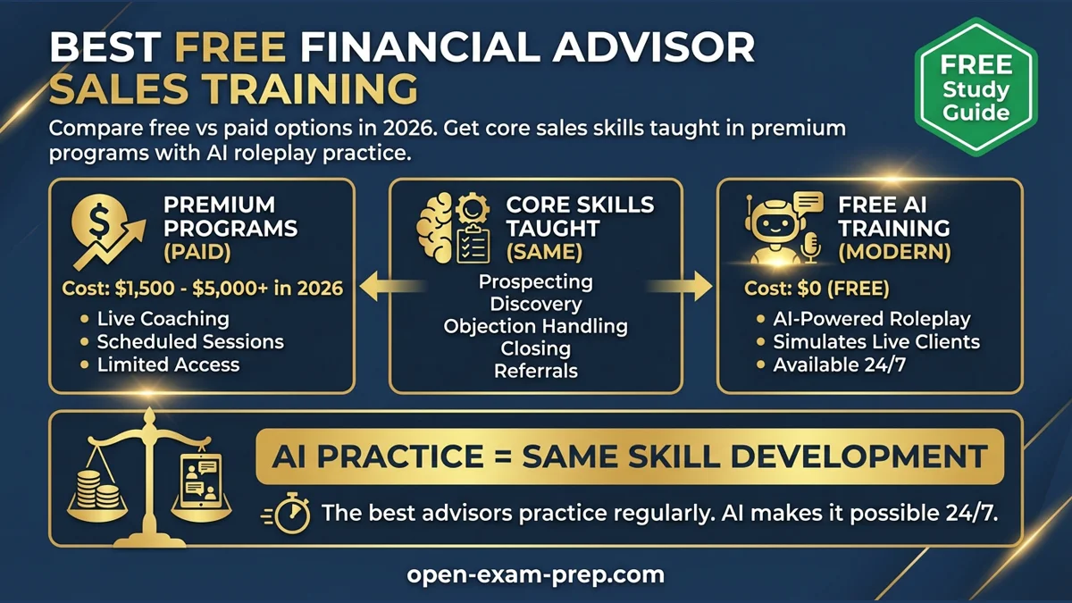 Financial Advisor Sales Training 2026: Free AI roleplay, same core skills, $0 cost.