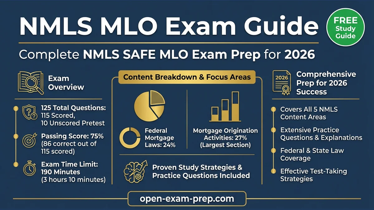 NMLS MLO Exam 2026: 125 questions, 75% passing, 190 minutes, 20 hours education